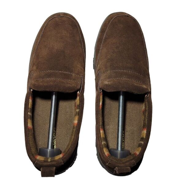 Clarks Slippers Mens Size 12 Slip On Brown Suede Indoor Outdoor Removable Insole main image 3
